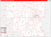 Sioux Falls Metro Area Wall Map Red Line Style